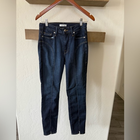 Good American|Good legs crop curvy piecing split hem skinny jeans,dark wash••• - Picture 7 of 16